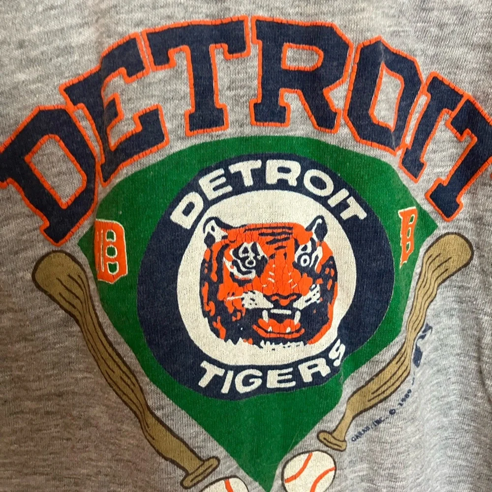 Vintage Detroit Tigers kids shirt w/ mesh sleeves- Medium 10,12 - Vintage, 80’s - Picture 3 of 15